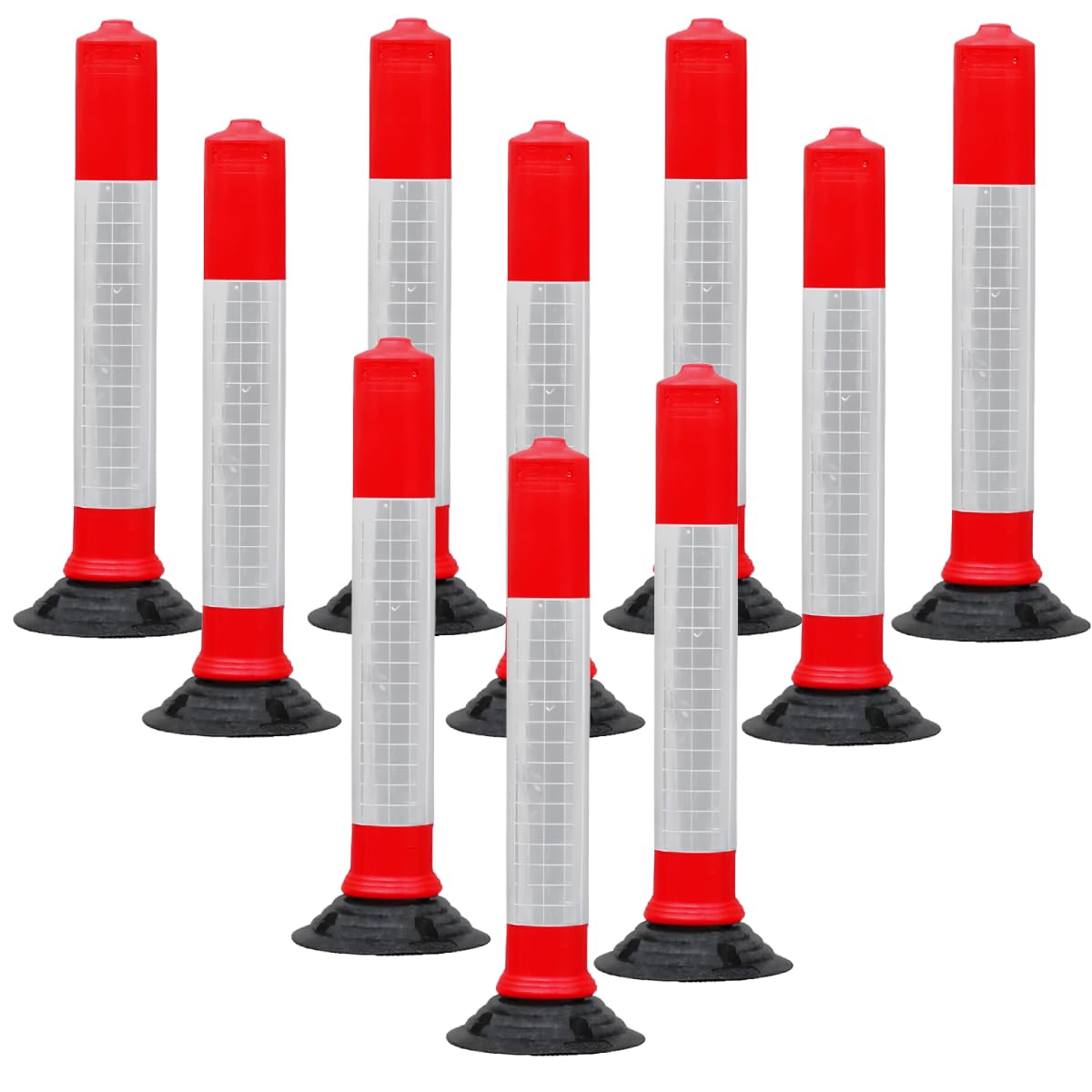 Cocus 10 Pack 750Mm Traffic Cone Post Bollard Self Weighted Reflective Heavy Duty Safety Shockproof Parking Cones For Car Park, Driveway And Roads