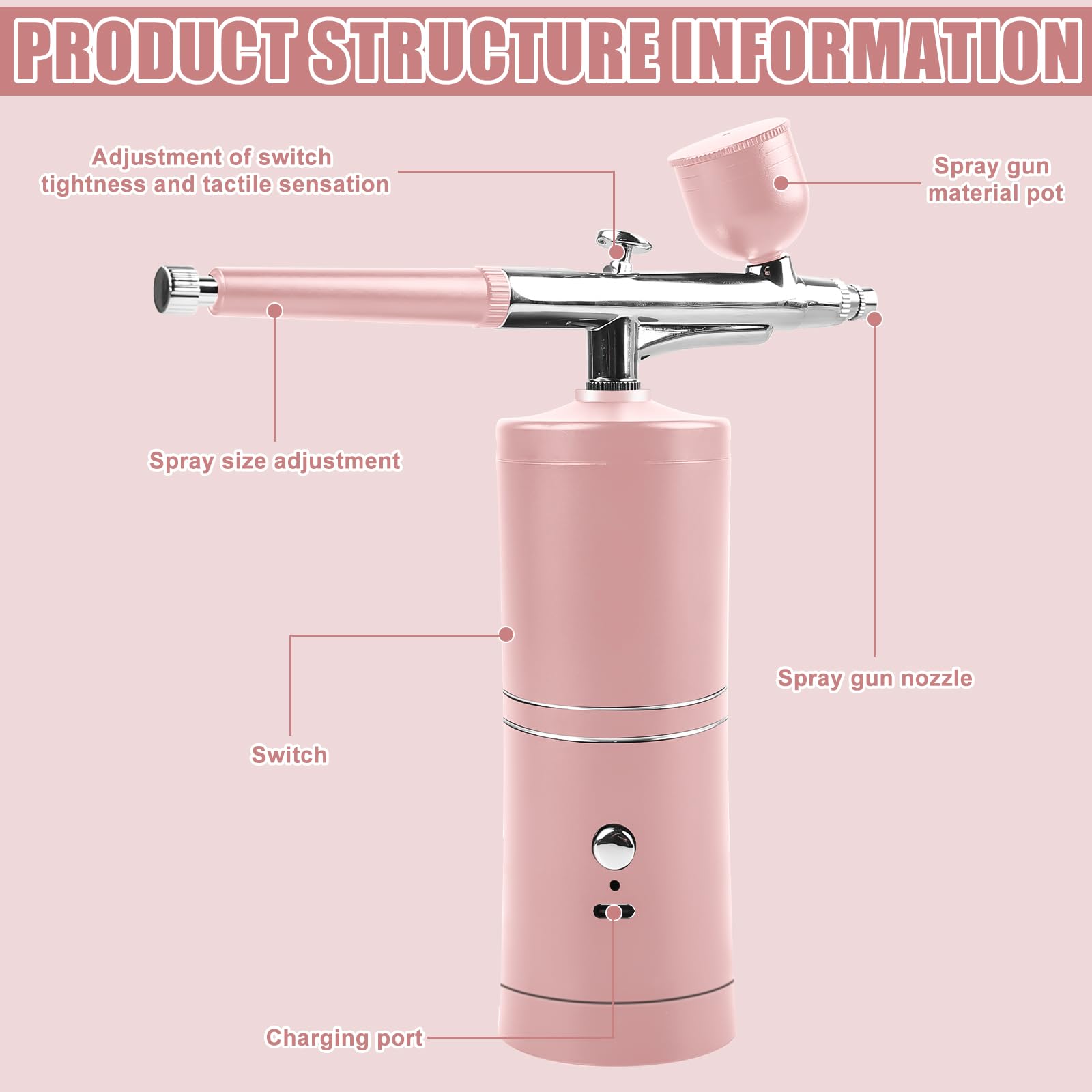 Kit aérographe portable avec compresseur - Kit de compresseur d'air portable - Kit aérographe sans fil avec compresseur - Mini aérographe portable double action pour peinture, tatouage, nail