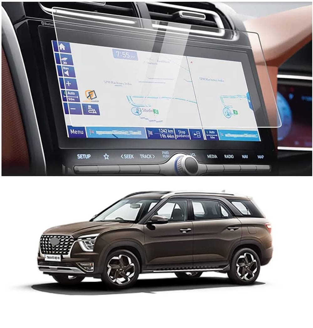 TPU 9H Unbreakable Glossy Finish Screen Protector Compatible With Hyundai Alcazar (10.25 Inch) 2021-23 Model Car Touch Screen Infotainment Navigation System-Transparent-image-39