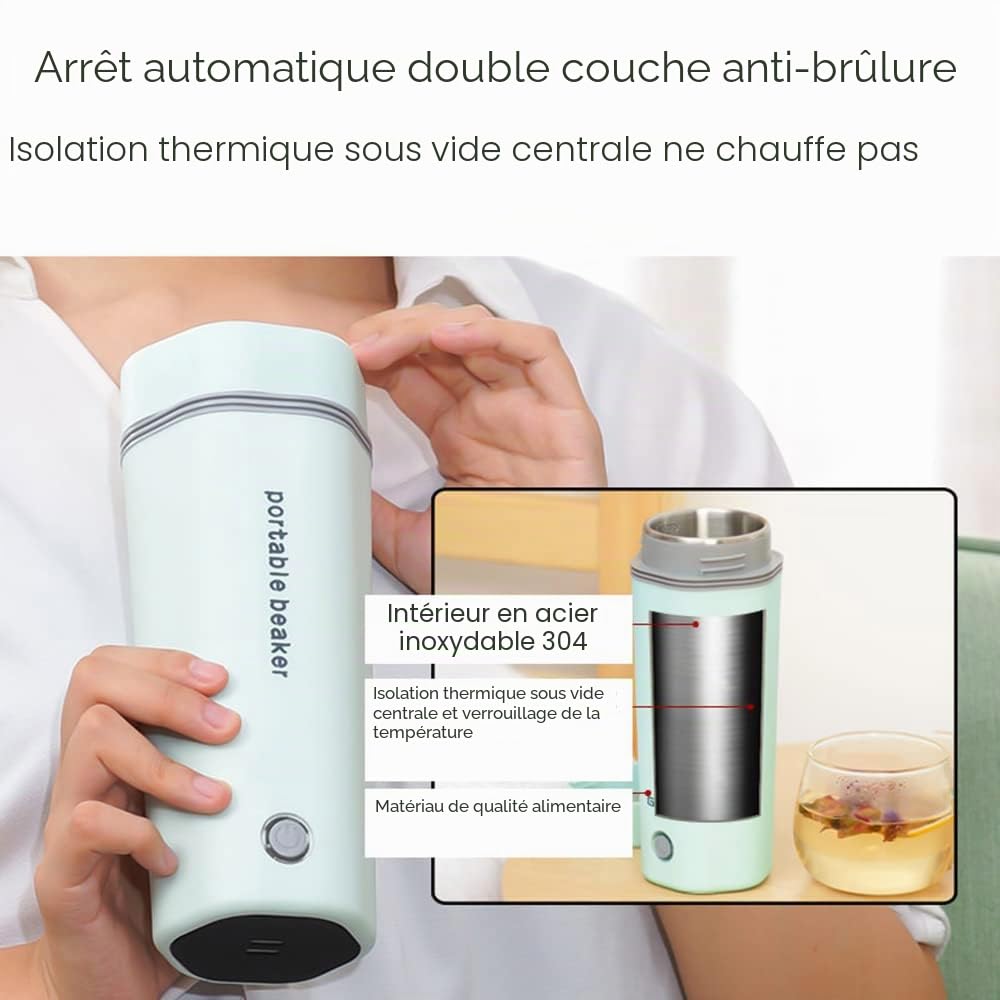 Andoer Bouilloire de Voyage en Acier Inoxydable Mini Bouilloire Electrique de Voyage 350 ml Bouilloire de Voyage Portable 3 en 1 Chaudière à eau Chaude Arrêt Automatique Cuisson Rapide pour Thé Café
