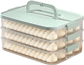 Cookie Container Transparent Dry Store With Lids, 2-In-1 Dry Store & Fridge Storage Dumpling Pie Storage, 4 Layers Freezer Safe Food Storage Containers with Lids (Green-3 Layers)