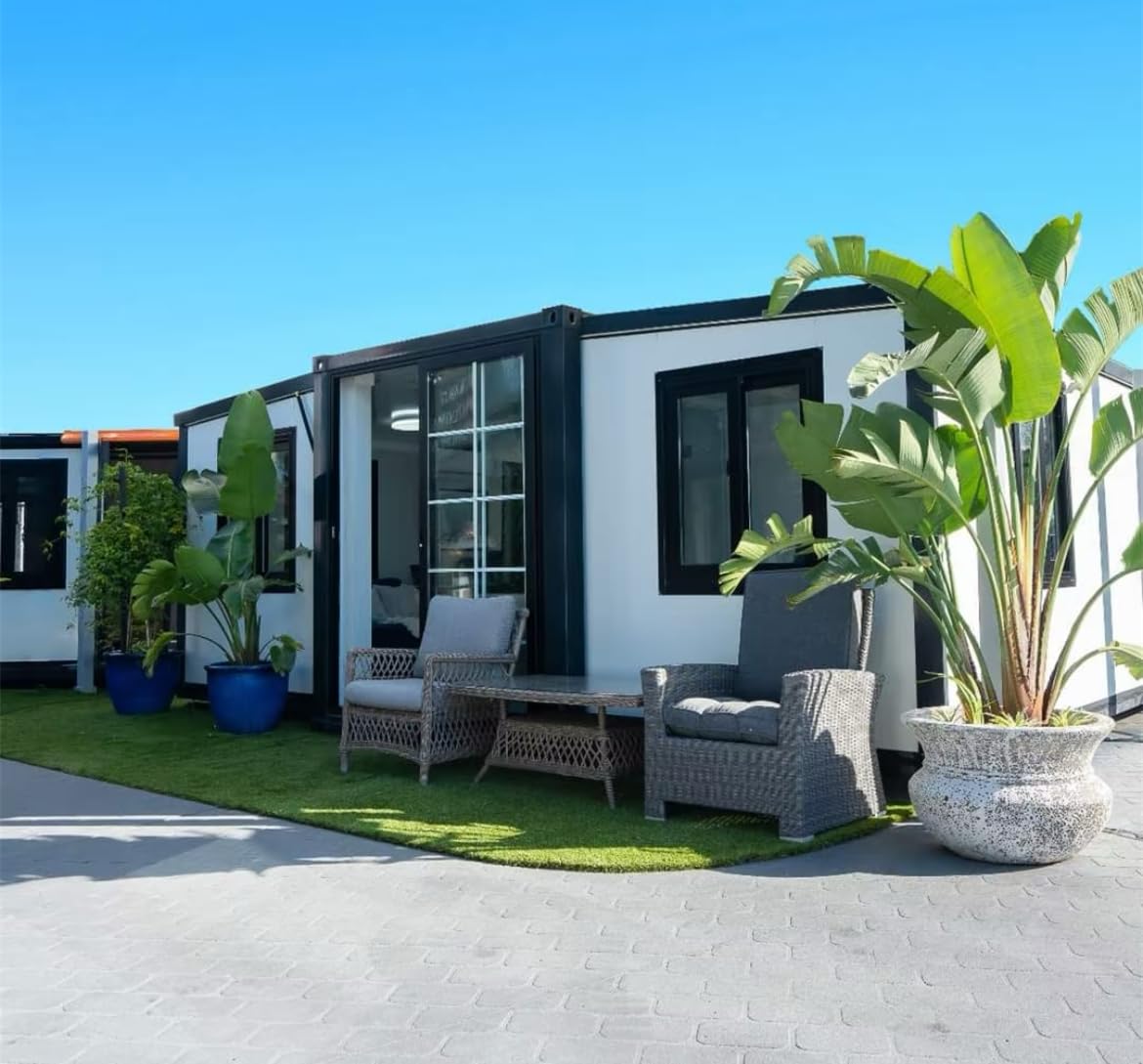 Casa prefabricada para Vivir, Casas móviles pequeñas de 37 m2/56 m2/74 m2 con dormitorios, Cocina y baño, Casas contenedor (37 m2)