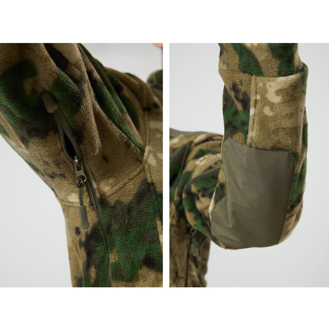 LANGWEI Giacca in Pile Mimetico da Uomo, con Cerniera Completa Morbida E Calda Copertura Softshell da Caccia