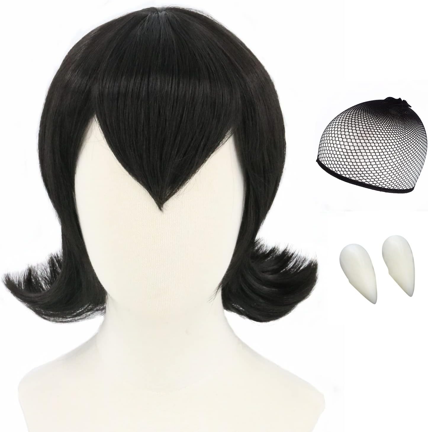 Black Reverse Bob Wig, Vampire Cosplay Wig, Halloween Costume Party Wig for Women