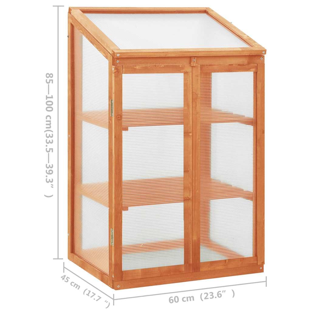 Szklarnia ogrodowa z drewna jodłowego 60x45x100 cm z 2 półkami