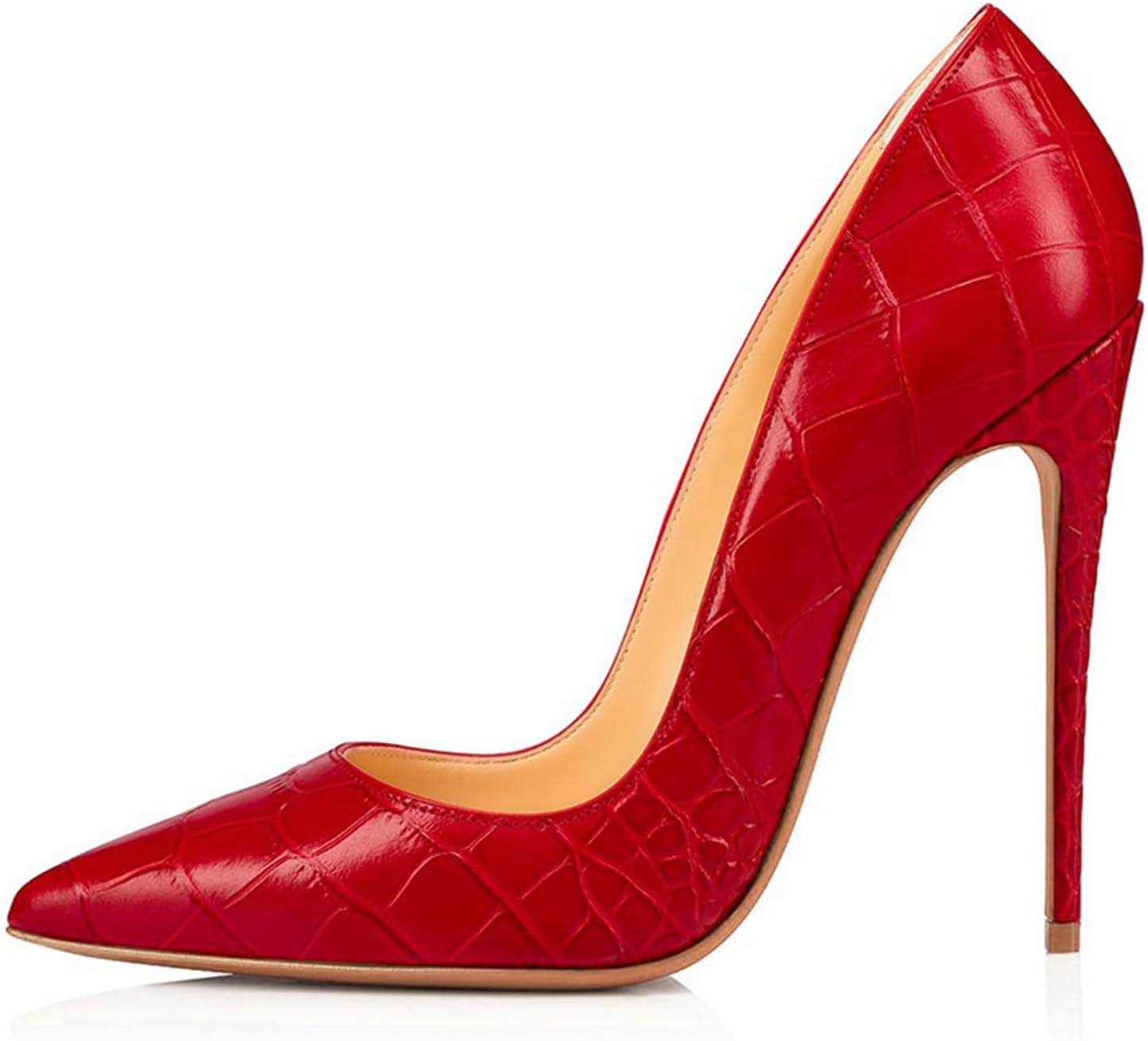 High Heels for Women, 11cm Snake Pattern Pointed Toe Pumps Large Size Closed Toe Simple Solid Color Set Foot Pumps Dinner Shoes Fashion
