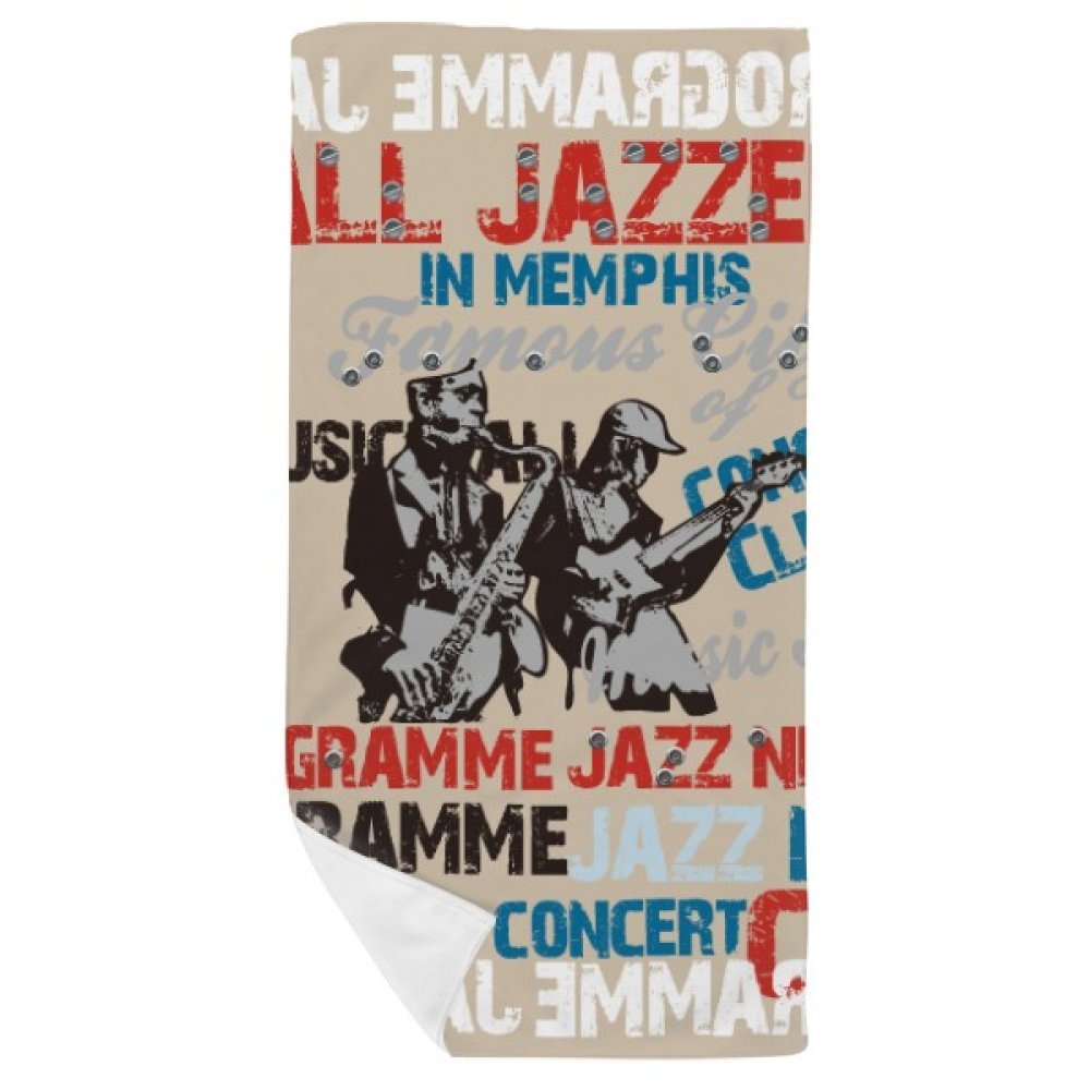 Serviette de bain musique rose motif instruments colorés 35x70cm multicolore