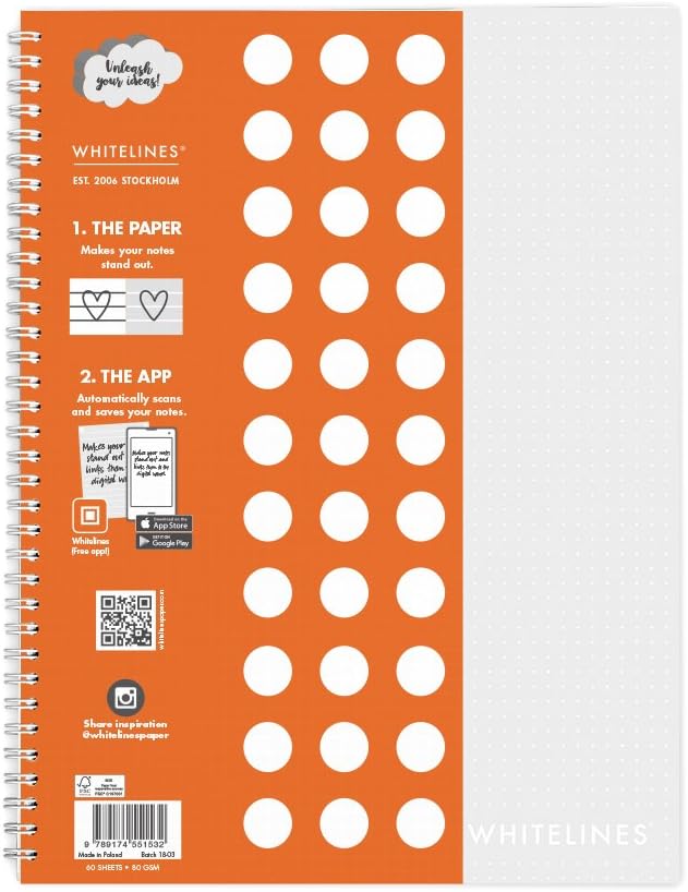 Whitelines WL104 80 gsm Link Dot Notebook Paper, A4