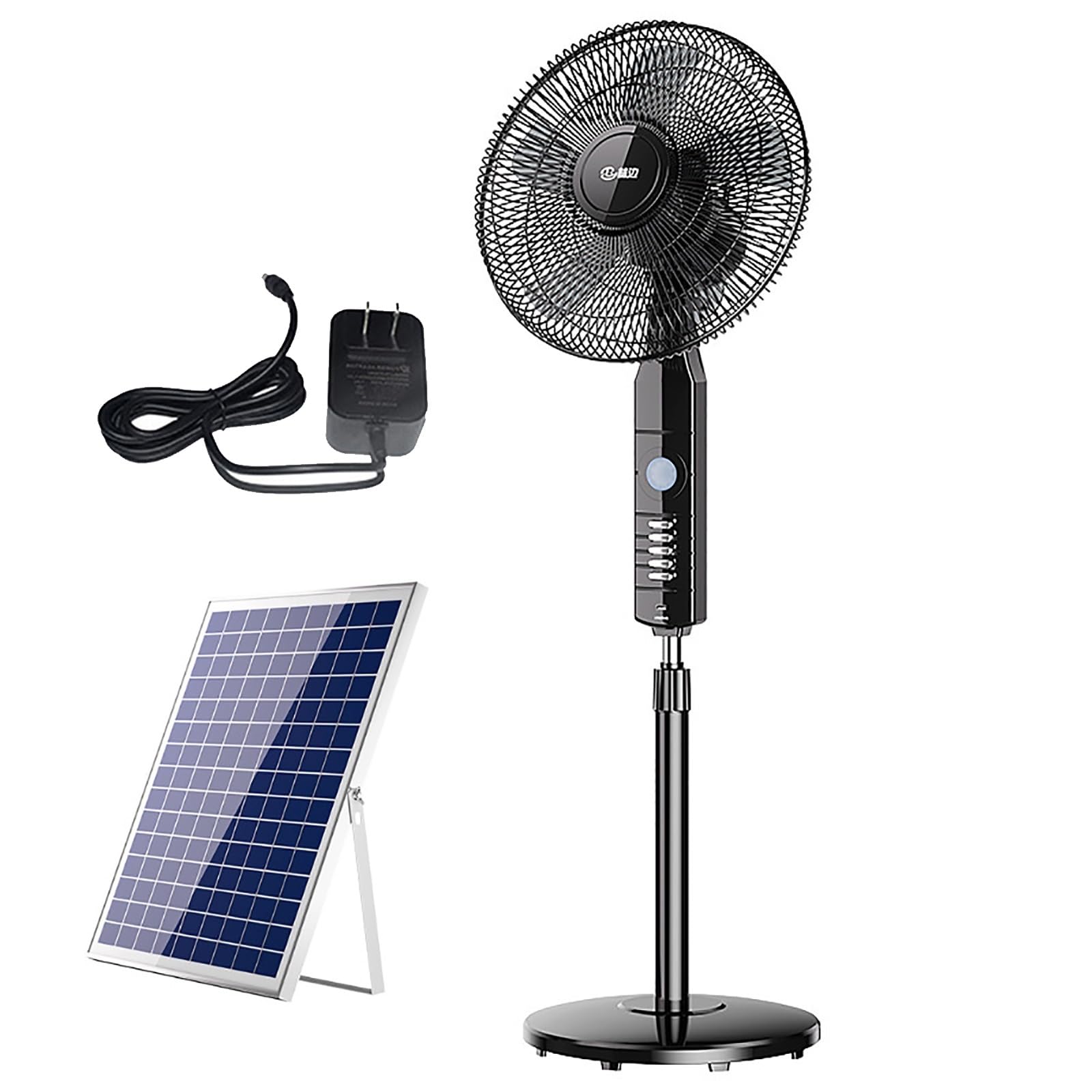 JKJZSALJ Floor Fan,16" Solar Pedestal Fan,Oscillating,Standing Fan For Industrial Commercial Residential Garage,Black; Outdoor Camping Fan/Air Circulator,Manual model