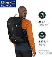 Vista 2 de Osprey Hikelite 28L Lightweight Hiking Backpack - Durable Travel Daypack with Rain Cover for Men and Women, Chameleon/Black, S/M