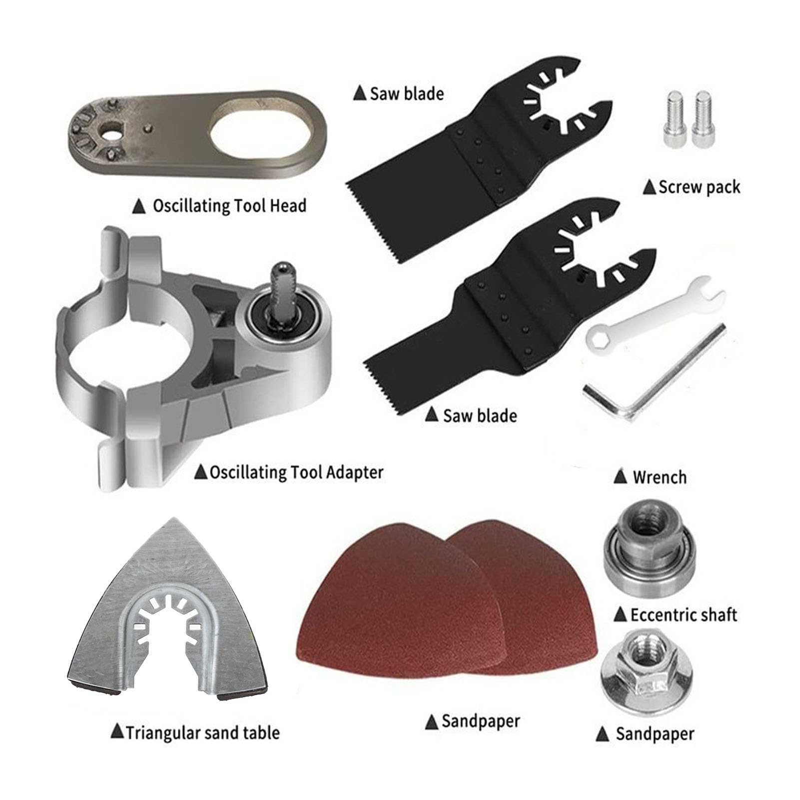 Herramienta de Adaptador Oscilante de Amoladora Angular Resistente con 2 Hojas de Sierra, Paquete de Tornillos, Llave para Cortar, Rectificado, Derusting, Pulido