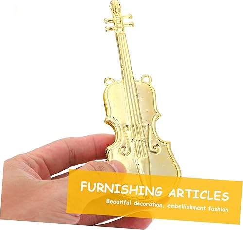 Miniatura 9 de 12pcs Instrumento Musical Modelo Lindo Violín Ornamento 1 12 Decoración Oro Instrumento Musical Garland Instrumento Decoración Árbol de Navidad