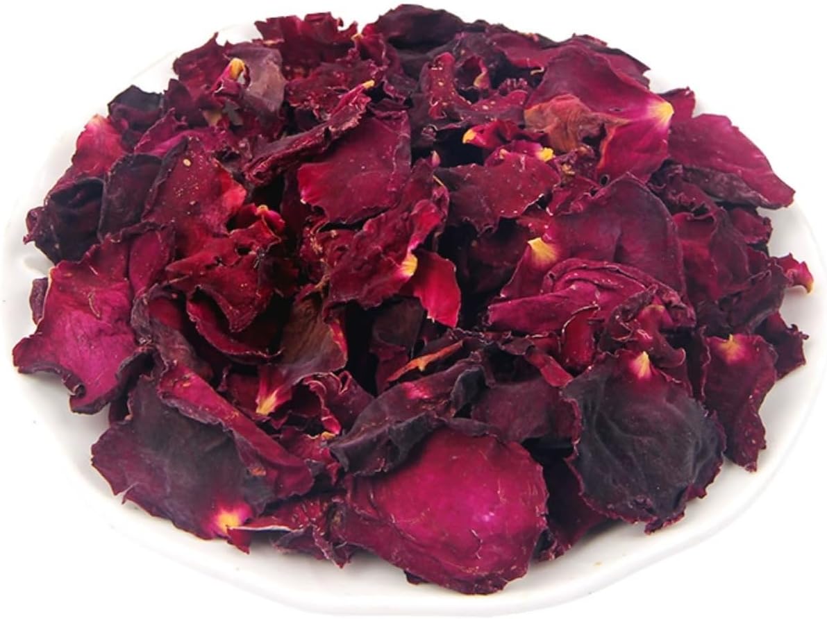 Dried Red Rose Petals, Real Natural Dried Rose Petals 50g for Tea, Cake, Soap Making, Candle Making, Wedding, Confetti, DIY Crafts Edible (darkrosept50g)