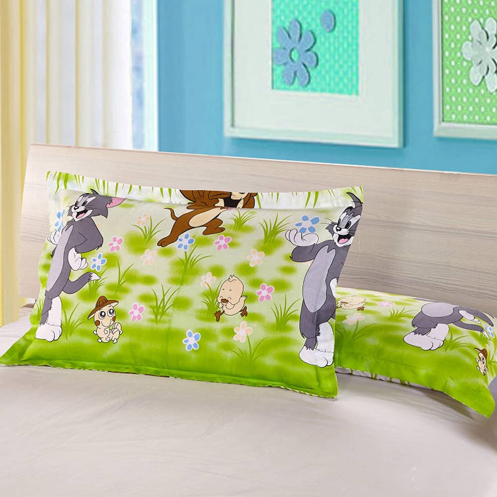 HOLY HOME Kid's Bedding Cartoon Cat & Mouse Duvet Cover Set 3 Pieces