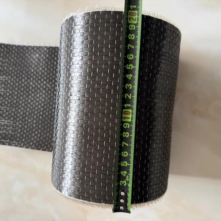 12K 8"/20cm Width 200gsm 3.4Gpa Carbon Fiber UD Uni-Directional Cloth Fabric Tap High Strength Repair Material (Wide 20cm, 1m)