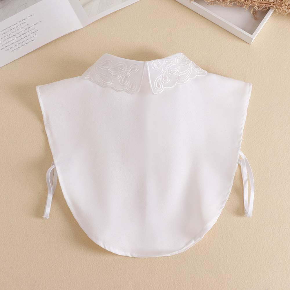 YAKEF Lady Half-Shirt Blouse Detachable Lace Chiffon Fake Collars Dicky Collar Faux Collar - Image 3