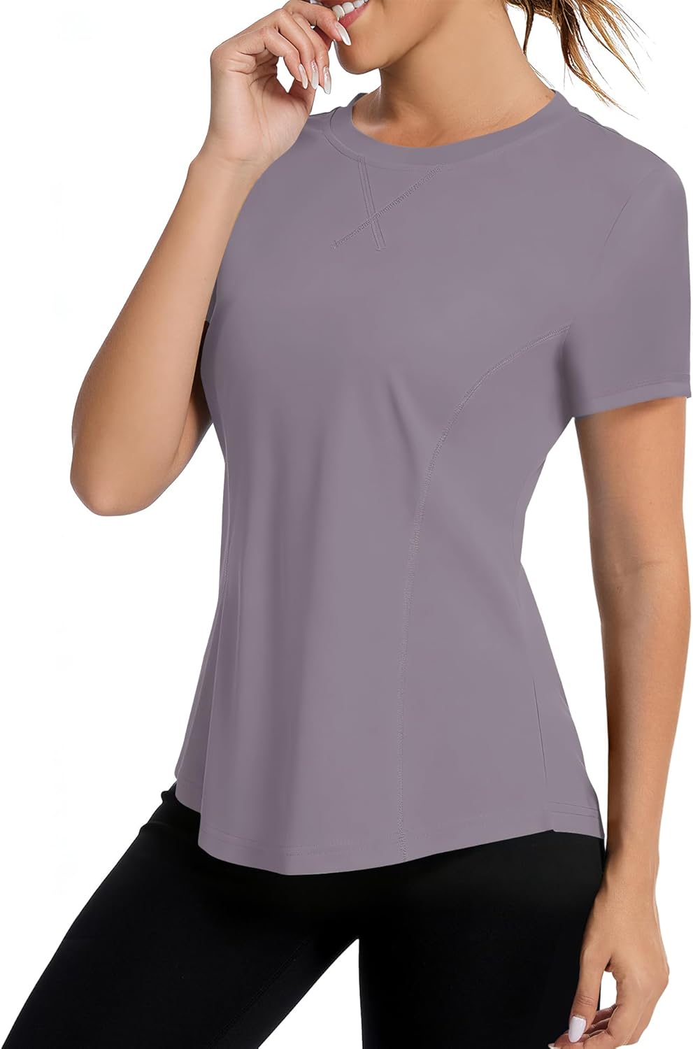 AVOOGUE Women's Short Sleeve Workout Tops Quick Dry Athletic UPF50+ Sun Protection Shirts Gym Hiking Running Yoga Clothes