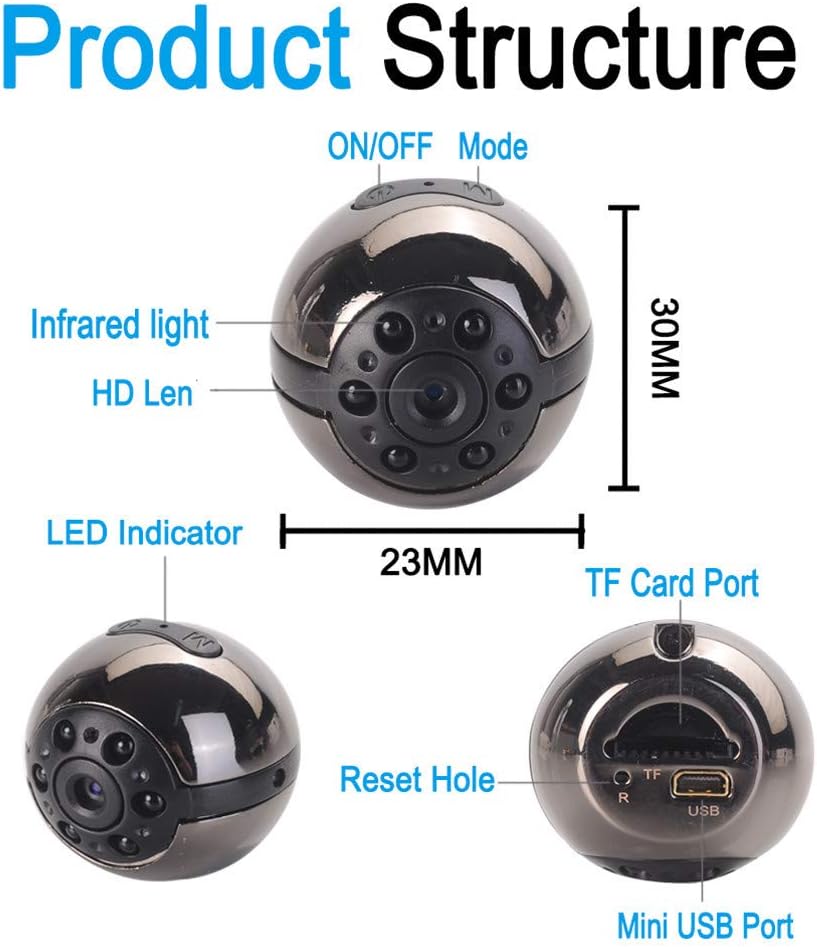 Hidden Mini Camera, 1080P/720P Pocket Security Spy Camera Night Vision Motion Detection Nanny Cam Home Surveillance£¨Round£
