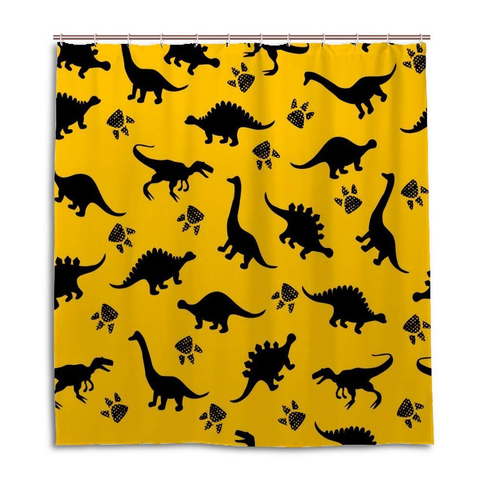 Rideau de douche dinosaure anti-éclaboussures lavable en polyester