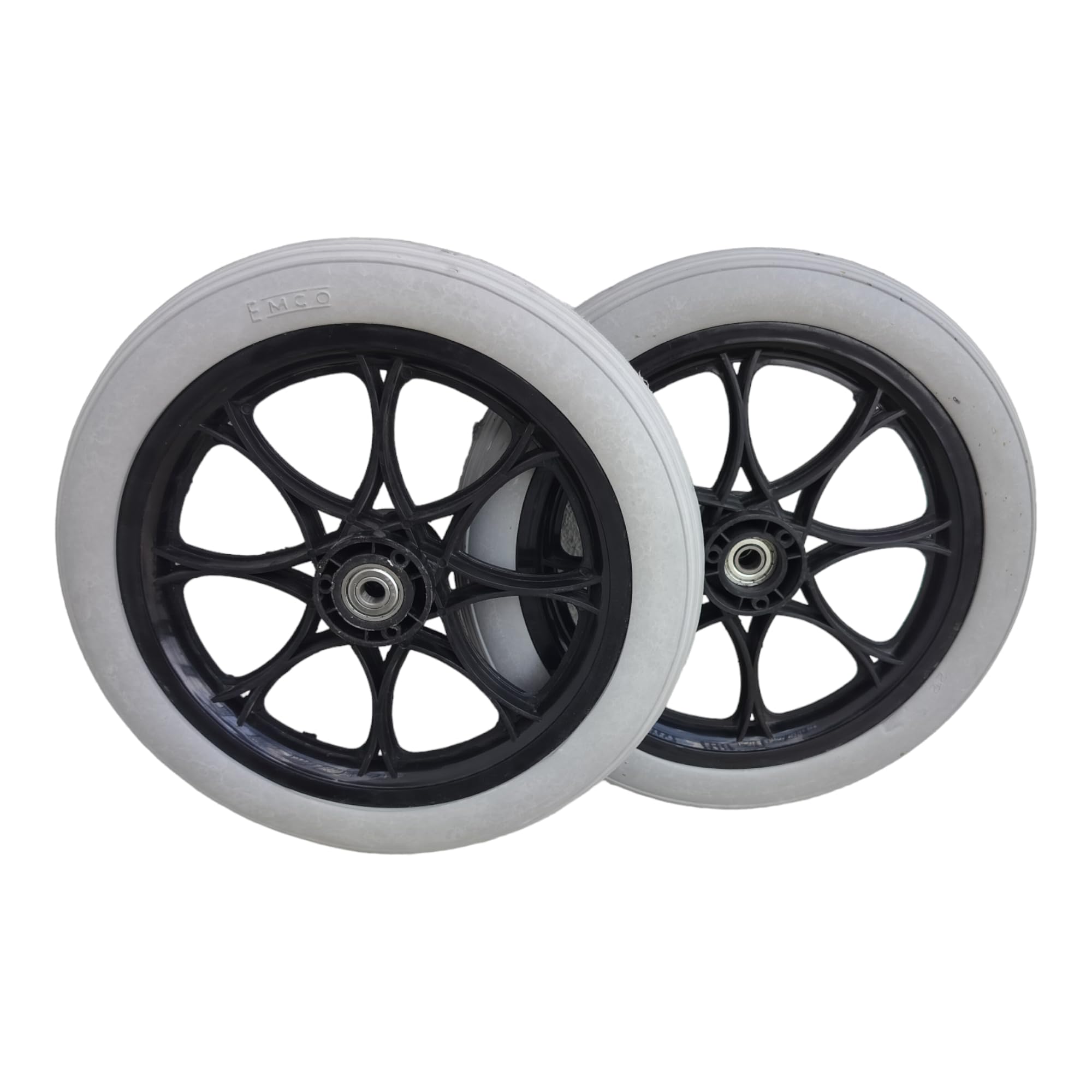 eOnekart 14 Inch Rear PU Hub PVC Wheel Replacement for Wheelchair With Bearing | Puncture Proof Solid Tire - Grey (Pack of 2)-image-3