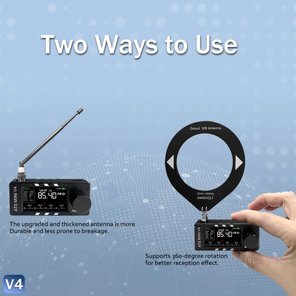 Portatile V4 per ATS per MINI per radio SI4732, circuito cuffie integrato per ricevitore modulo ESP32 da 1,9 pollici IPS ad alta definizione schermo a colori Pocket Radio per escursionismo e campeggio