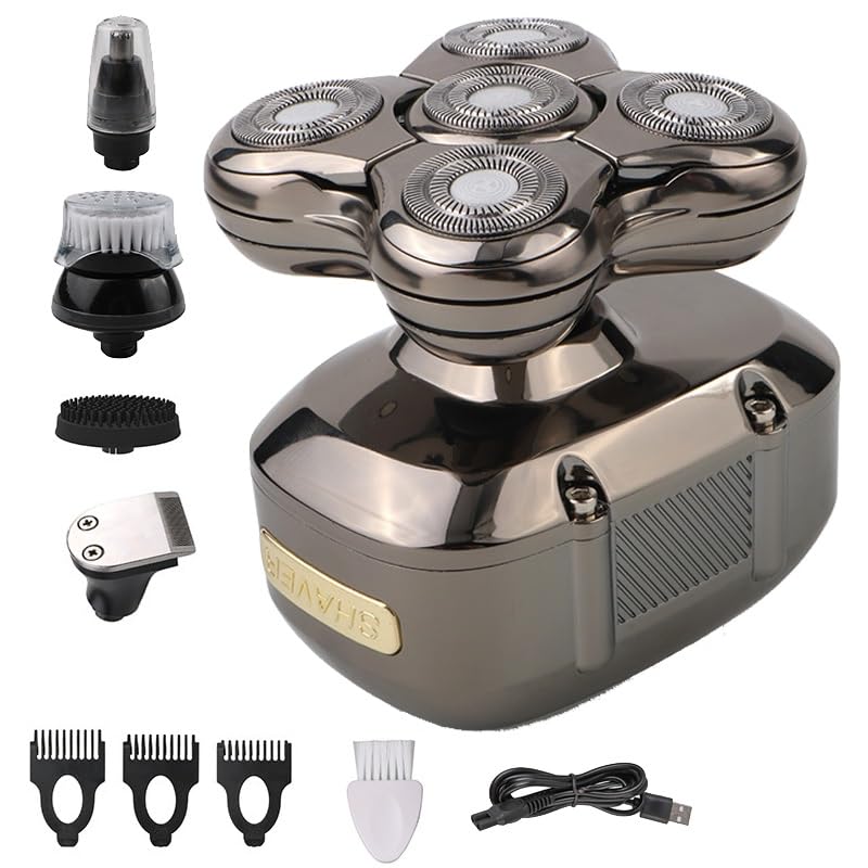 Head Shavers for Bald Men 5 in 1 Men Shaver Hair Clipper Wet Dry Nose Hair Trimmer Face