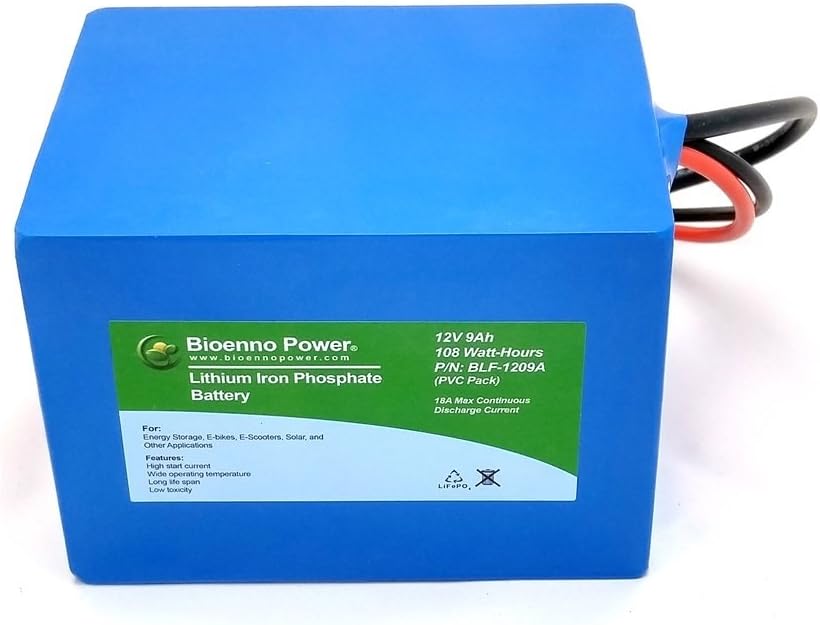 12V, 9Ah LFP LiFePO4 Lithium Iron Phosphate Battery (PVC, BLF-1209A)