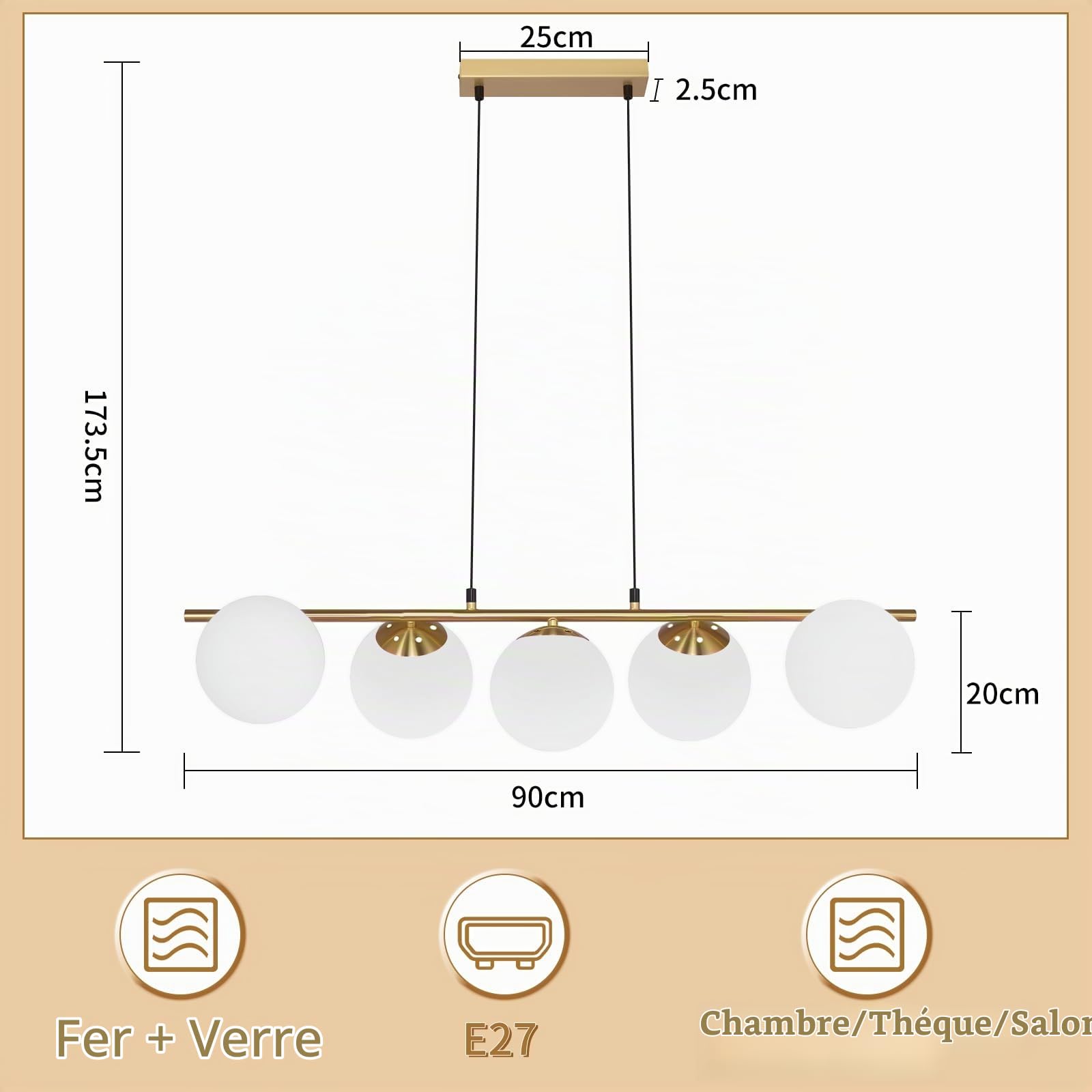 ZMH Lampe suspendue de table à manger Lampe à suspension Moderne - E27