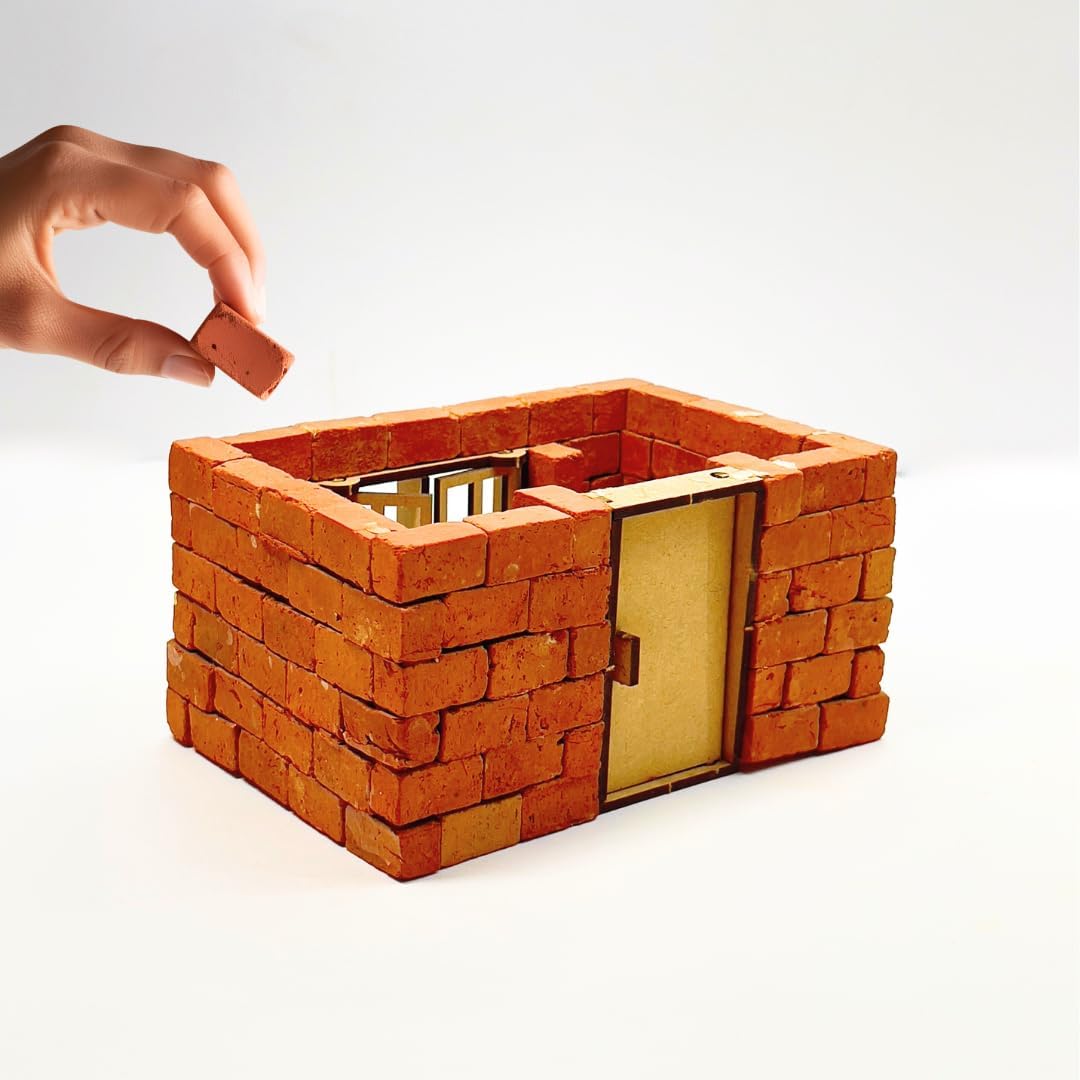 littleplayยฎ DIY Build a Cottage Kit, 150 Miniature Bricks, Wooden Door & Window, School Project Idea, Family Activity, Gift for Kids, Girls, Boys, Ages 5+