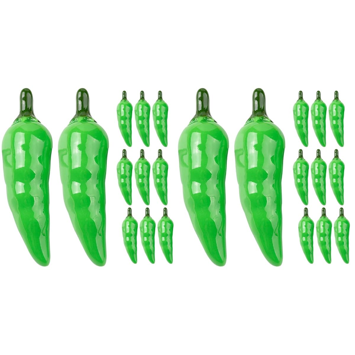 LUOZZY 50 Pcs Artificial Miniature Peppers Fake Peppers Vegetable Props Simulation Chili Peppers Food Model for Home Kicthen Vegetable Shop Photography Prop - Green
