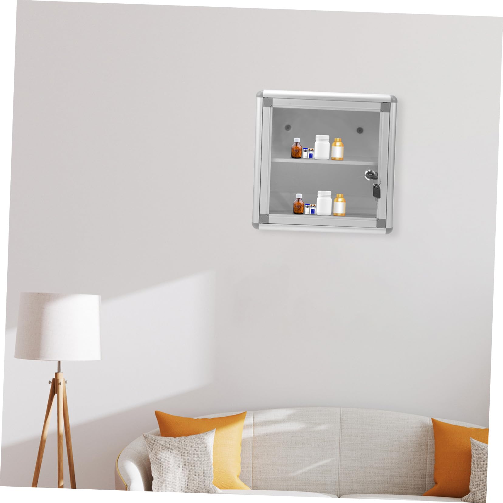 Botiquín de Pared de Aleación de Aluminio Cerradura, Almacenamiento Multifuncional Seguro para Medicamentos y Objetos Personales Hogar Coche