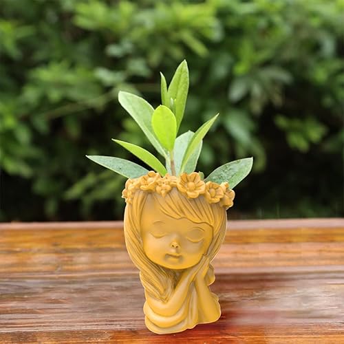 Miniatura 5 de DIYBravo Jarrón de silicona para soporte de bolígrafo de resina, arcilla Polymore única en forma de niña, molde de maceta de resina epoxi para hacer