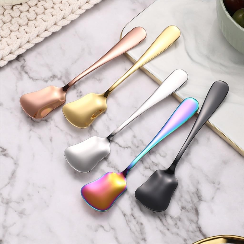 Spoons, Spoons 5-piece Set Of Stainless Steel Small Spoon Creative Coffee Spoon Dessert Pudding Cake Spoon Household Seasoning Spoon