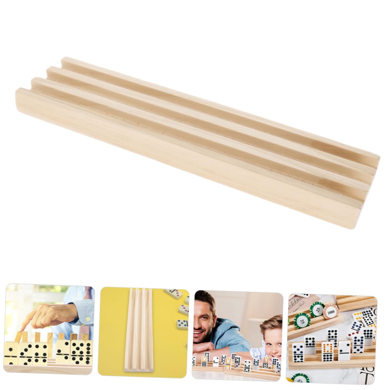 Estantes de Dominó de Madera 3 Piezas Beige para Juegos
