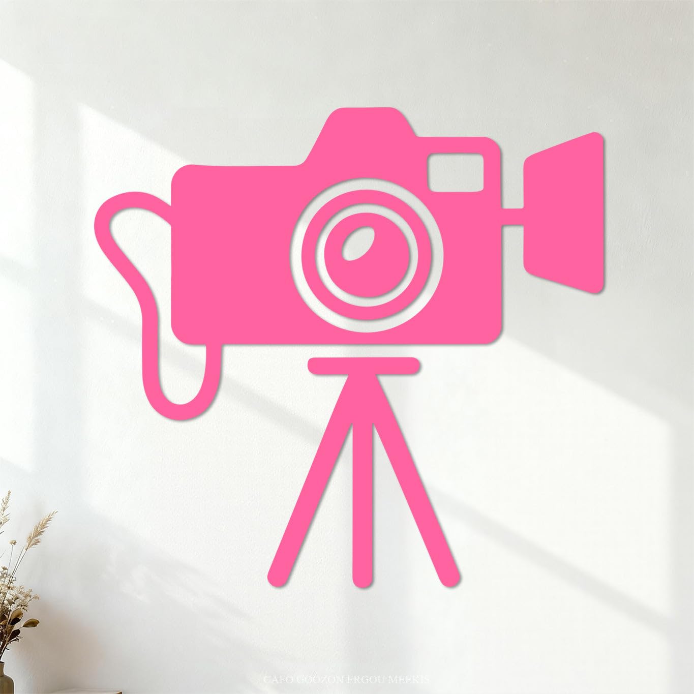 Engraving Decals Silhouette Line Art and Fill Camera Icon 72x76.4cm Art Decoration Pink