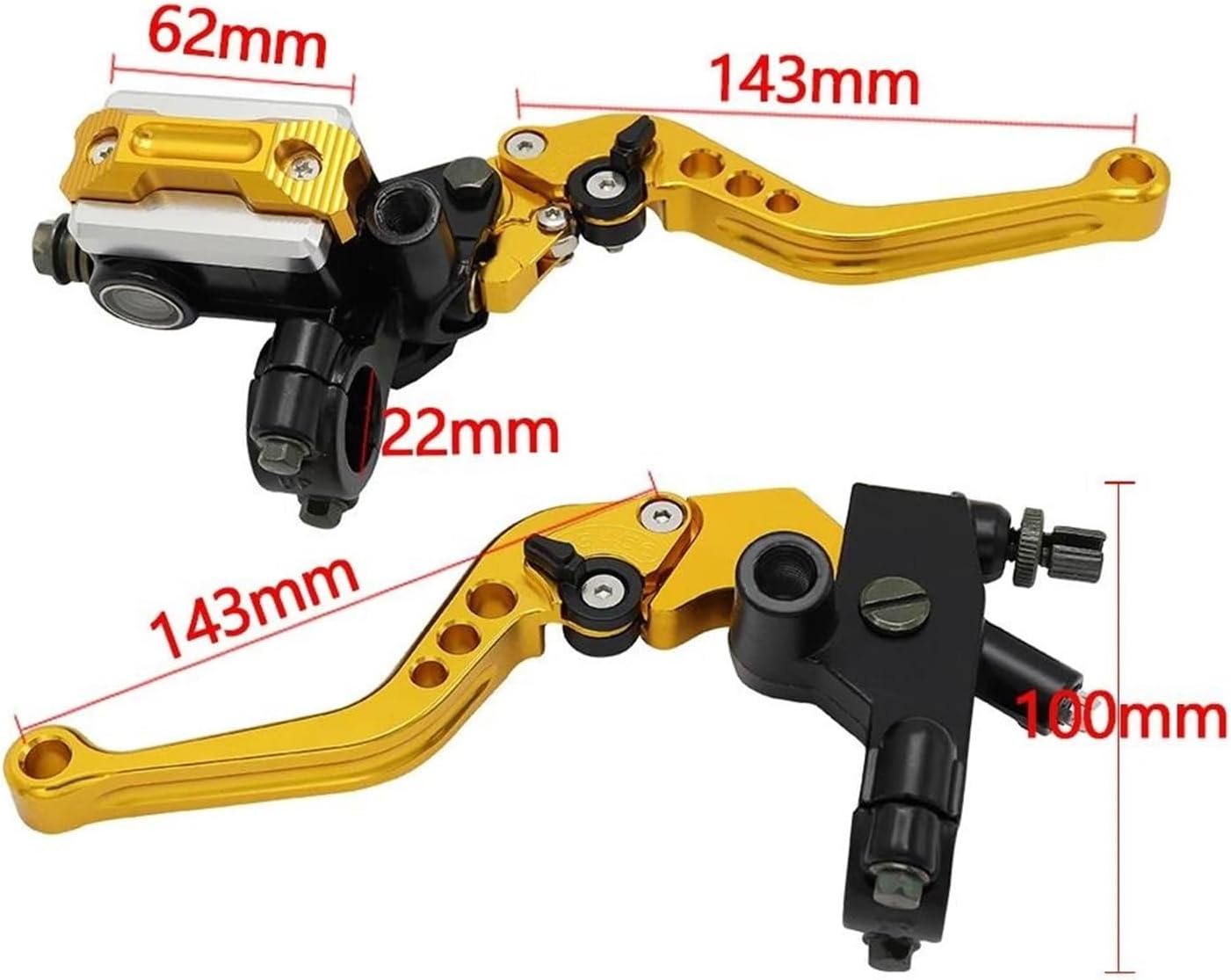 7/8" 22 Mm Adjustable Gear Motorcycle Brake Clutch Levers CNC Aluminum Universal For Honda Yamaha KTM Kawasaki Suzuki Derbi Senda(Gold)