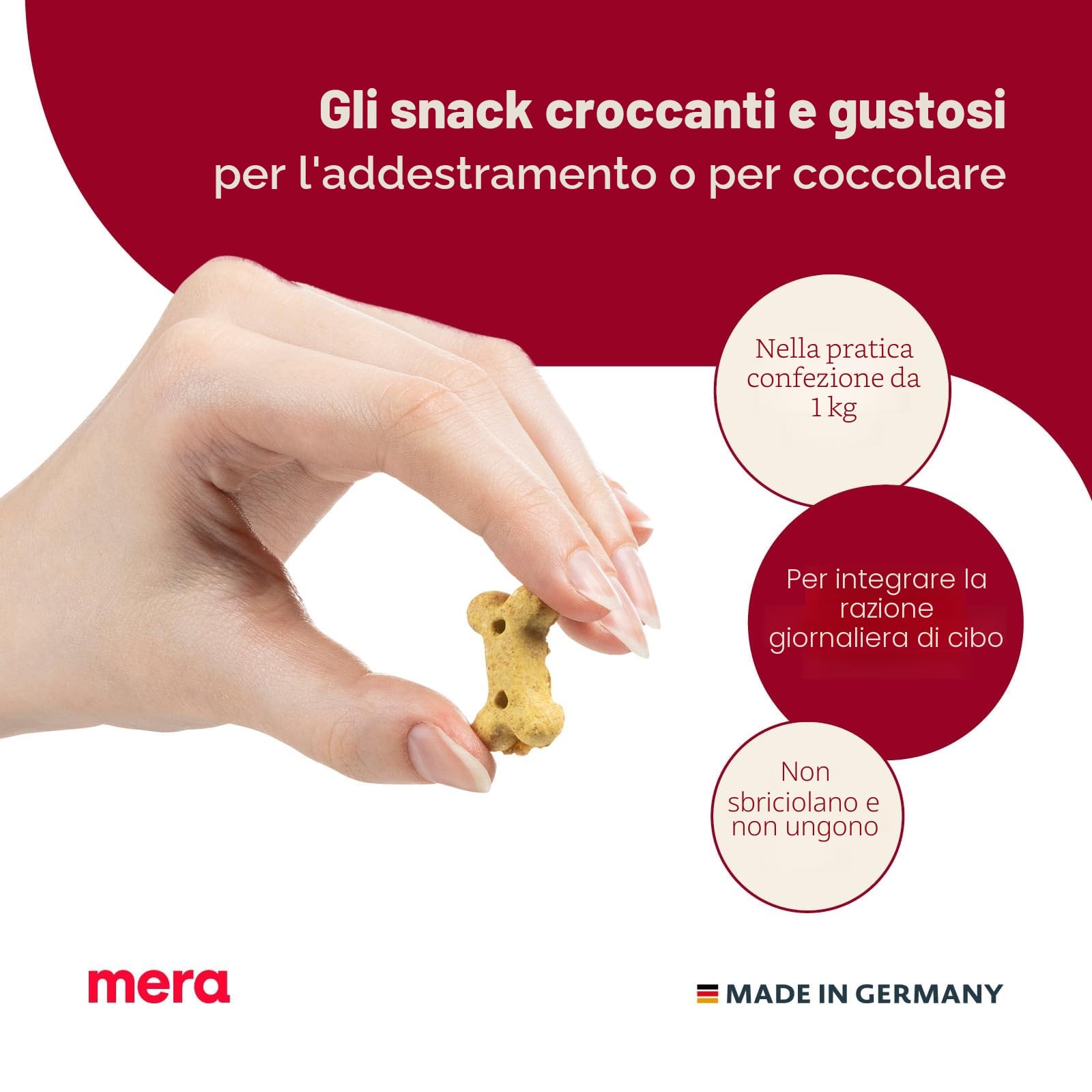 MERA Bakery Puppy Mix di ossa (1 kg), snack per cani per allenamento o come spuntino, dolcetti per cani realizzati con ingredienti naturali, biscotti per cani al forno delicatamente