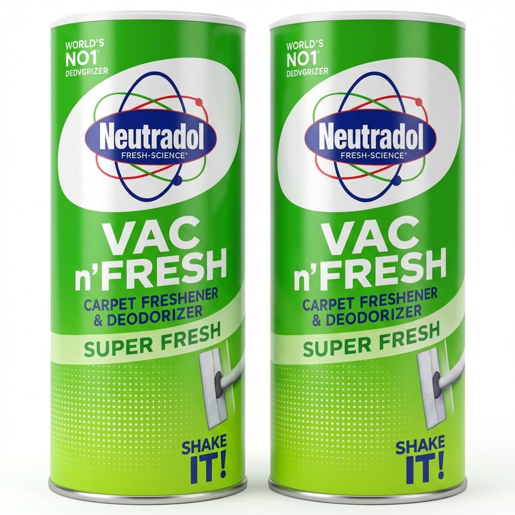 Neutradol VAC n’FRESH Super Fresh Carpet Freshener & Deodorizer 350g Pack of 2 – Vacuum Powder Odour Eliminator for Carpets, Rugs & Upholstery – Long Lasting Fresh Scent – Safe & Non-Toxic