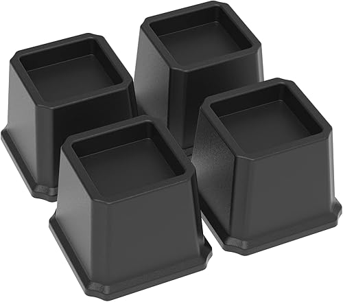 Miniatura 18 de Elevadores de cama de 3 pulgadas, elevadores de muebles de cama resistentes, elevadores de 1,500 libras para sofá y mesa, juego de 4, color blanco