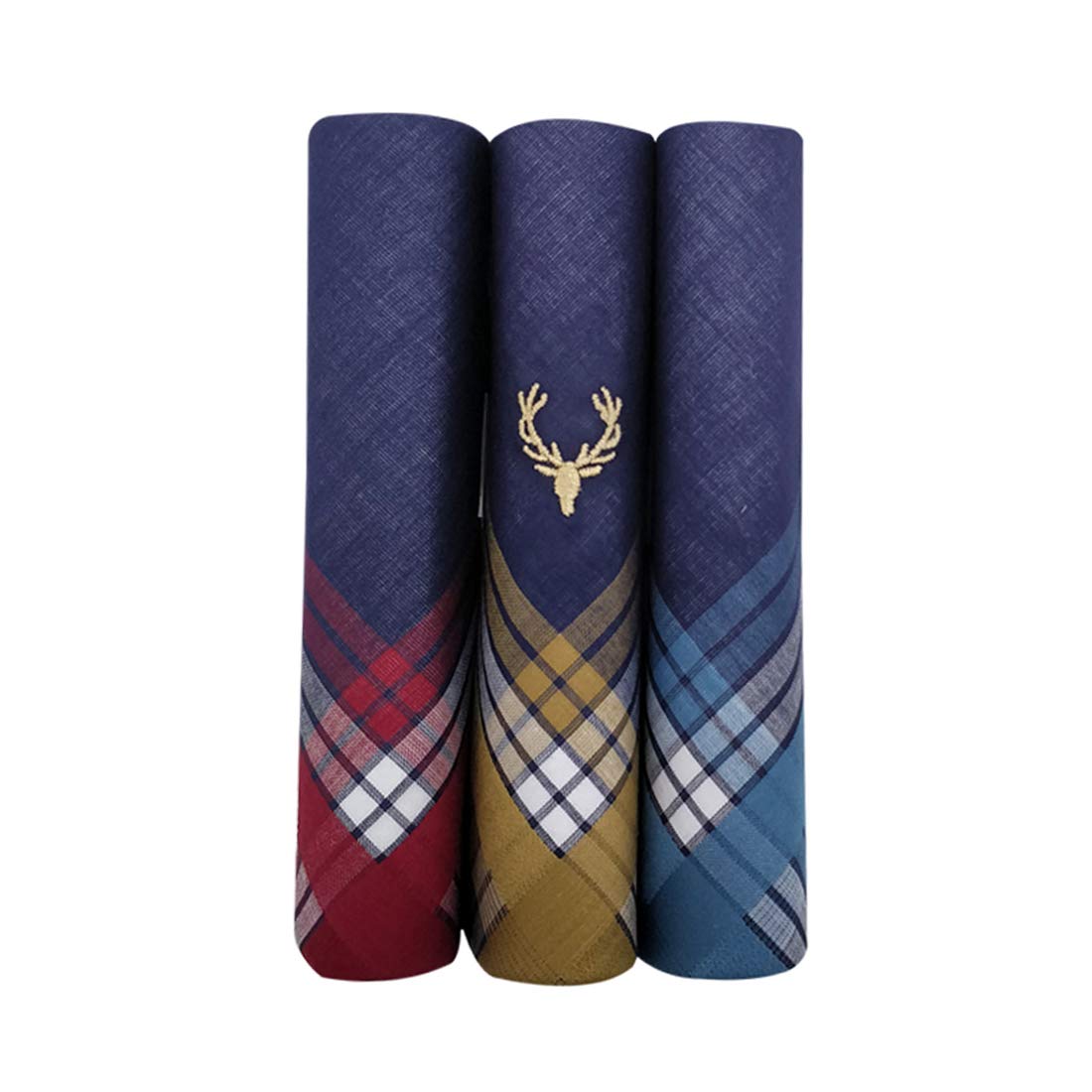 Men's Cotton Handkerchief Mix Colour Free - Pack of 3, One Size