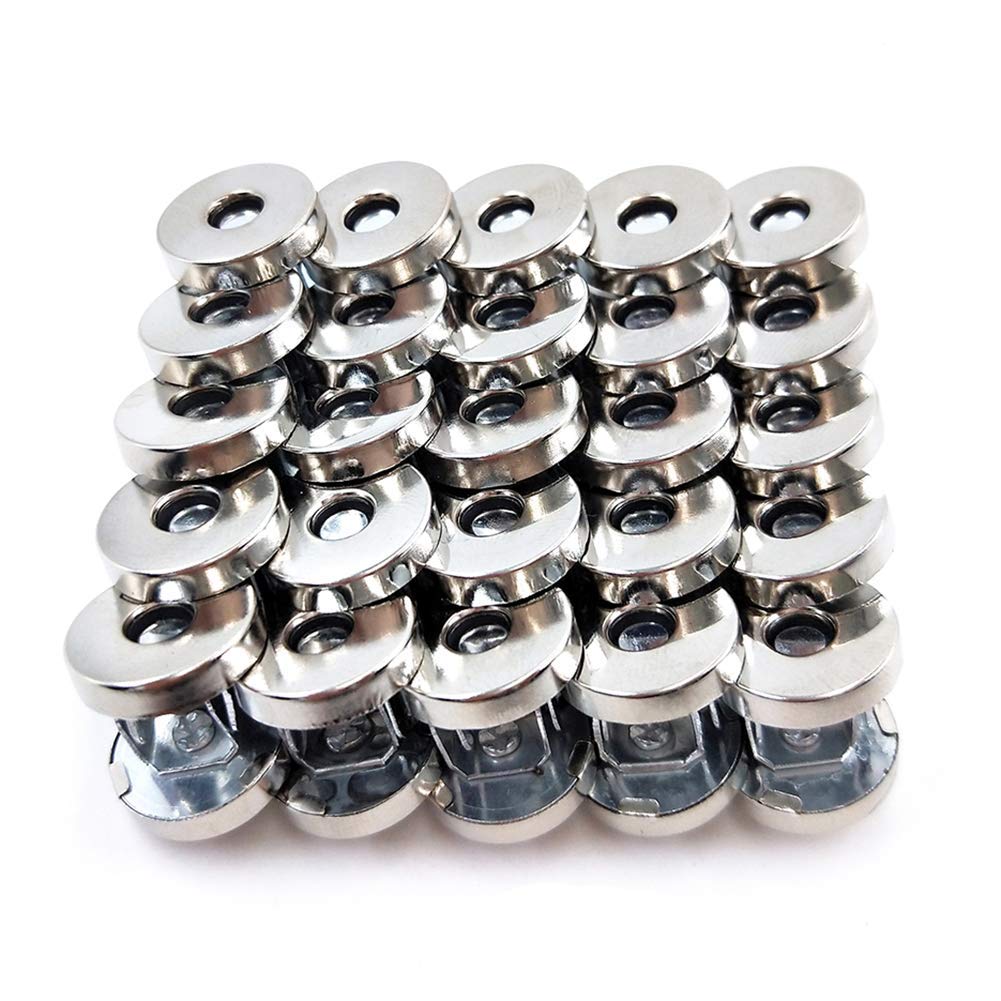 50 Sets Silver Tone Magnetic Purse Snap Clasps Button/Great for Closure Purse Handbag Clothes Sewing Craft No Tools Required 14mm