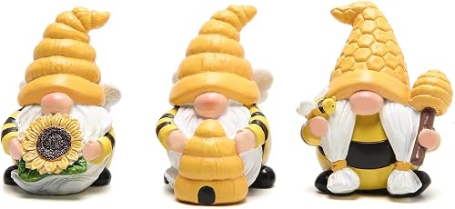 Hodao 3 PCS Bumble Bee Spring Gnome Decorations Honey Bee Gnomes Ornaments World Bee Day Decorations Gifts Fall Thanksgiving Gnomes Figurines Honey Bee Birthday Gifts for Mom,Grandma, Women