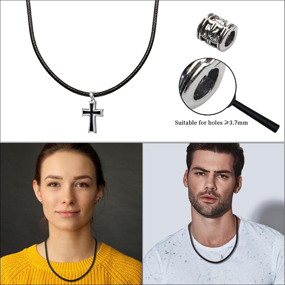 Collana in pelle per uomo donna 925 fibbia in argento catena a corda impermeabile 45,7 cm - 61,7 cm opzionale 2,5 mm catena corda fai da te per ciondolo con confezione regalo