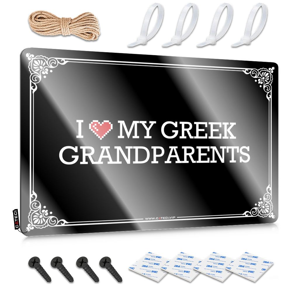 Fzfn Colour Plaque Farm Ready To Hang - I Love My Greek Grandparents Accessories For Garage Bar(30X40cm)