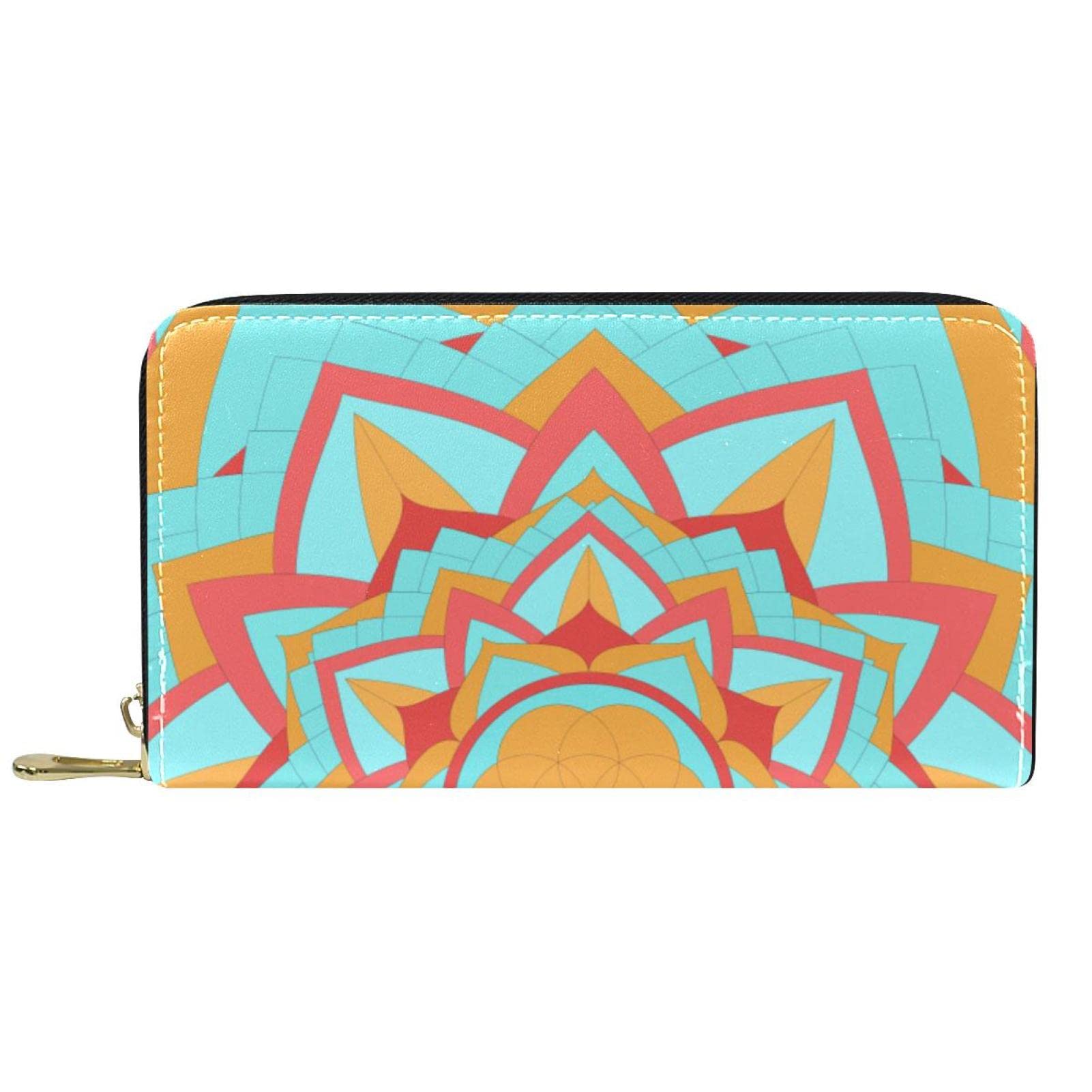 Cartera de cuero abstracto con cremallera larga, Varios colores, 20.5x2.5x11.5cm/8.07x1x4.53 in, Classic
