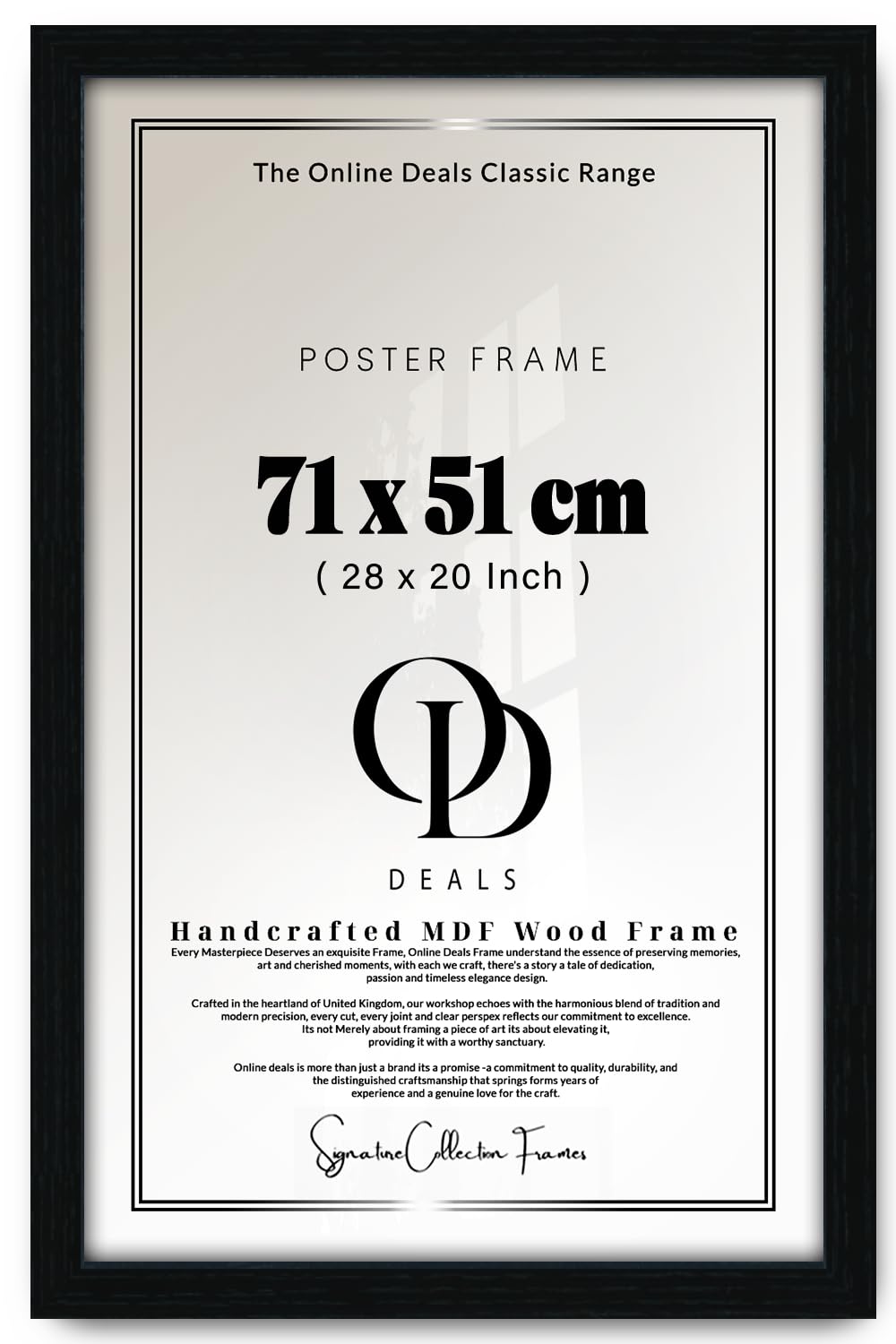 OD Deals 71x51 cm (27.9x20.1 Inch / 710x510 mm) MDF Poster Frame | Modern Wall Frame with Shatterproof Acrylic Front (Black)