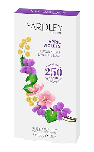 Yardley April Violets - Juego de jabón en barra de lujo para mujer, 3 unidades