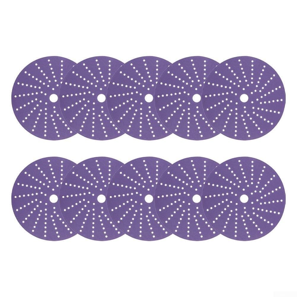 6-Inch Purple Sanding Discs for Cyclone Hole Sanders, 10-Pack –P600 Porous Abrasive Discs for Auto Polishing, Dust- Wet/Dry Sand(80GRIT)