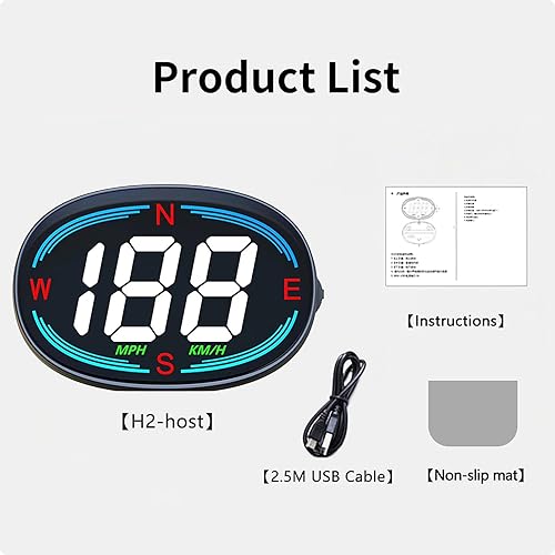 Miniatura 7 de AZIJYV H2 Velocímetro digital GPS HUD Universal todos los coches Head Up Display Vehículo Velocidad Brújula MPH KMH Indicador de velocidad Plug and