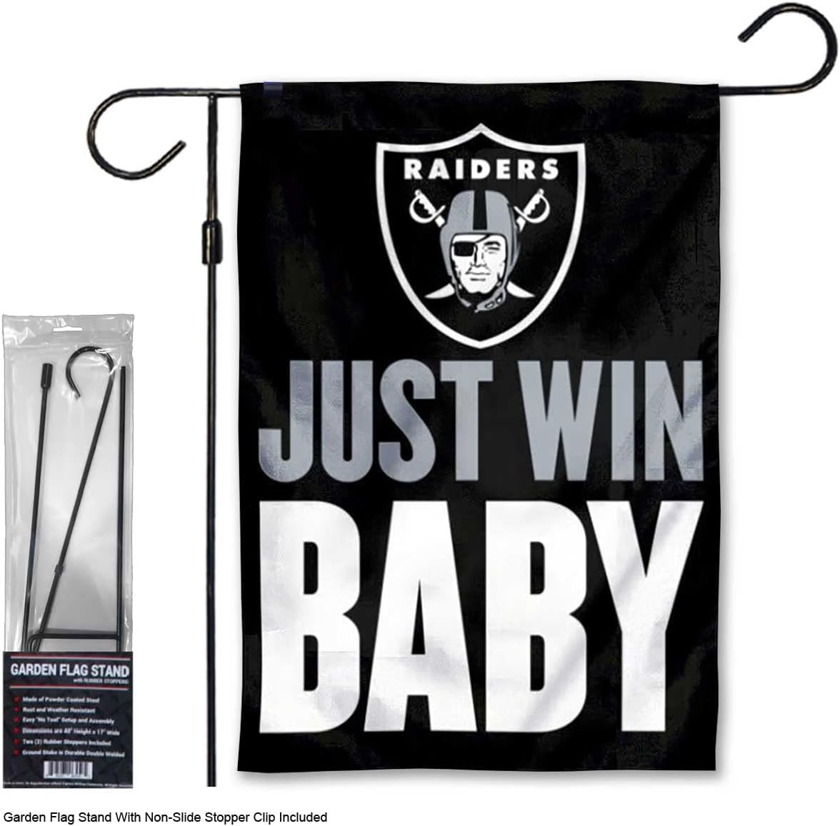 Raiders Just Win Baby Garden Flag and Stand Pole Holder Mount - Image 2
